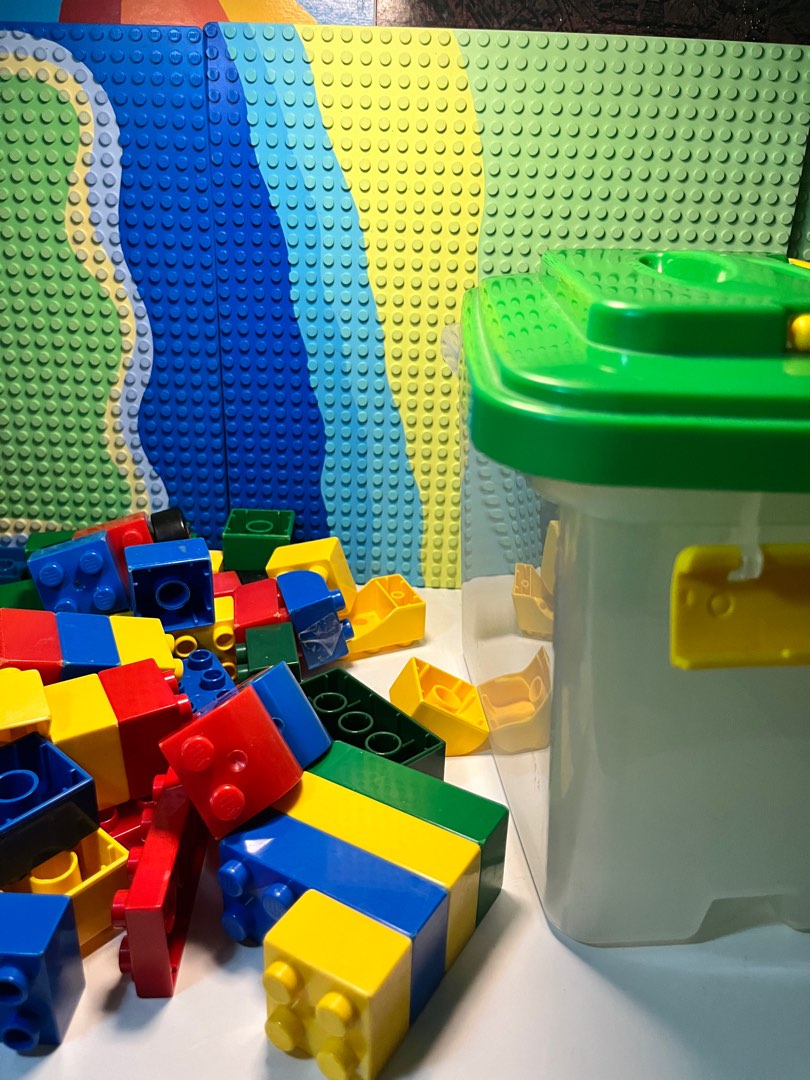 Non lego duplo blocks with tub, Hobbies & Toys, Toys & Games on Carousell