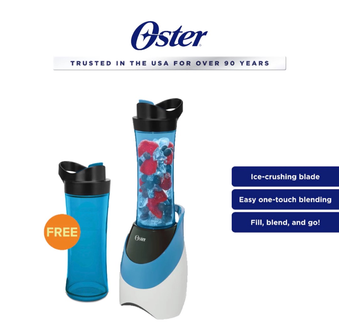 Oster Myblend Personal Blender With Blue Sports Bottle 20oz 250w + Free Sports Bottle, TV