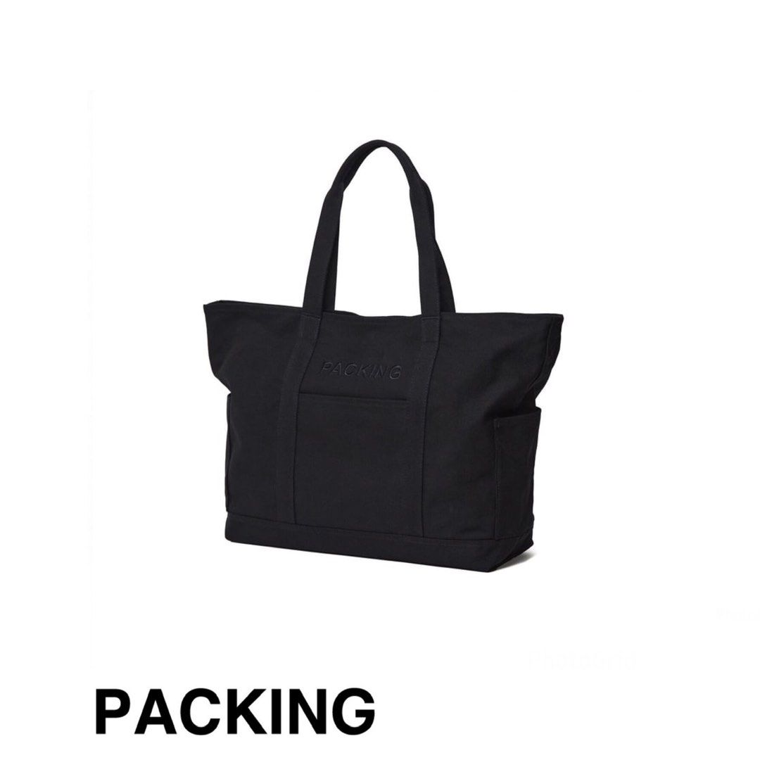 PACKING CANVAS UTILITY TOTE - BLACK NATURAL NAVY (パッキング ト ...