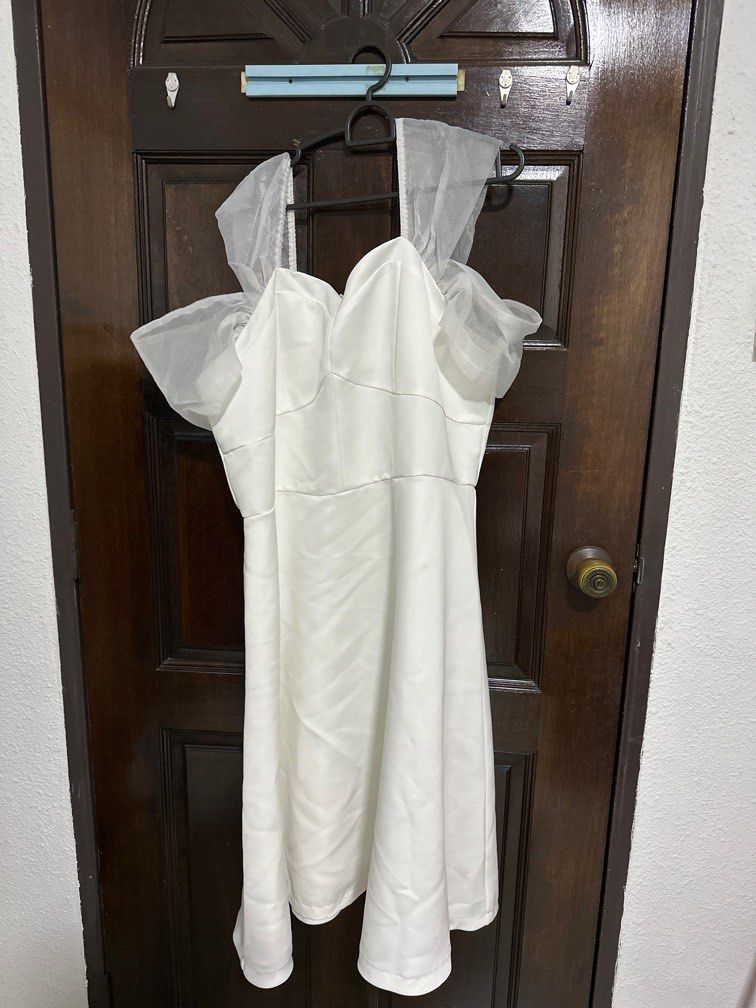 White flare dress plus size online