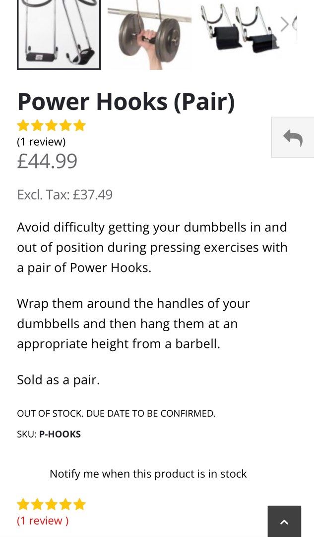 Dumbbell power hooks for sale shop