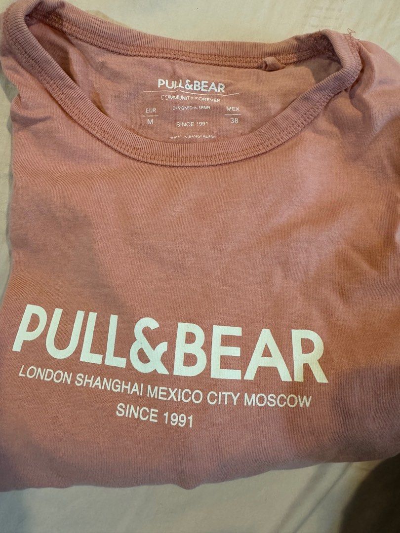 Pull Bear Pink T Shirt, Men's Fashion, Tops Sets, Tshirts