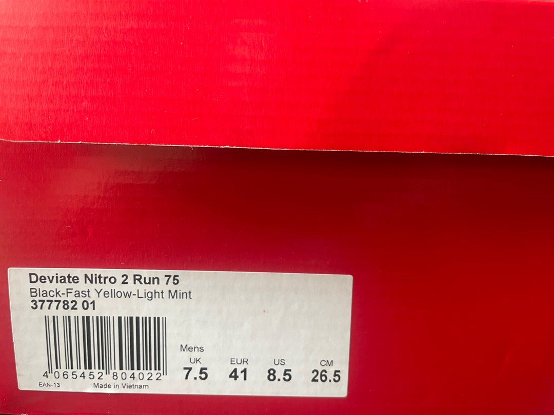  Puma Mens Deviate Nitro 2 Run 75 Running Shoe, Black-Fast  Yellow-Light Mint, 7 UK
