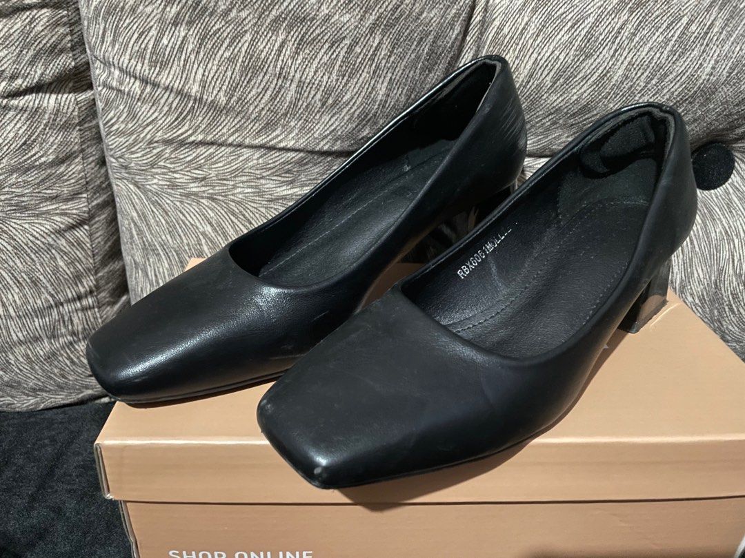 2 inch plain black leather school heels shoes for women girl | Lazada PH-donghotantheky.vn