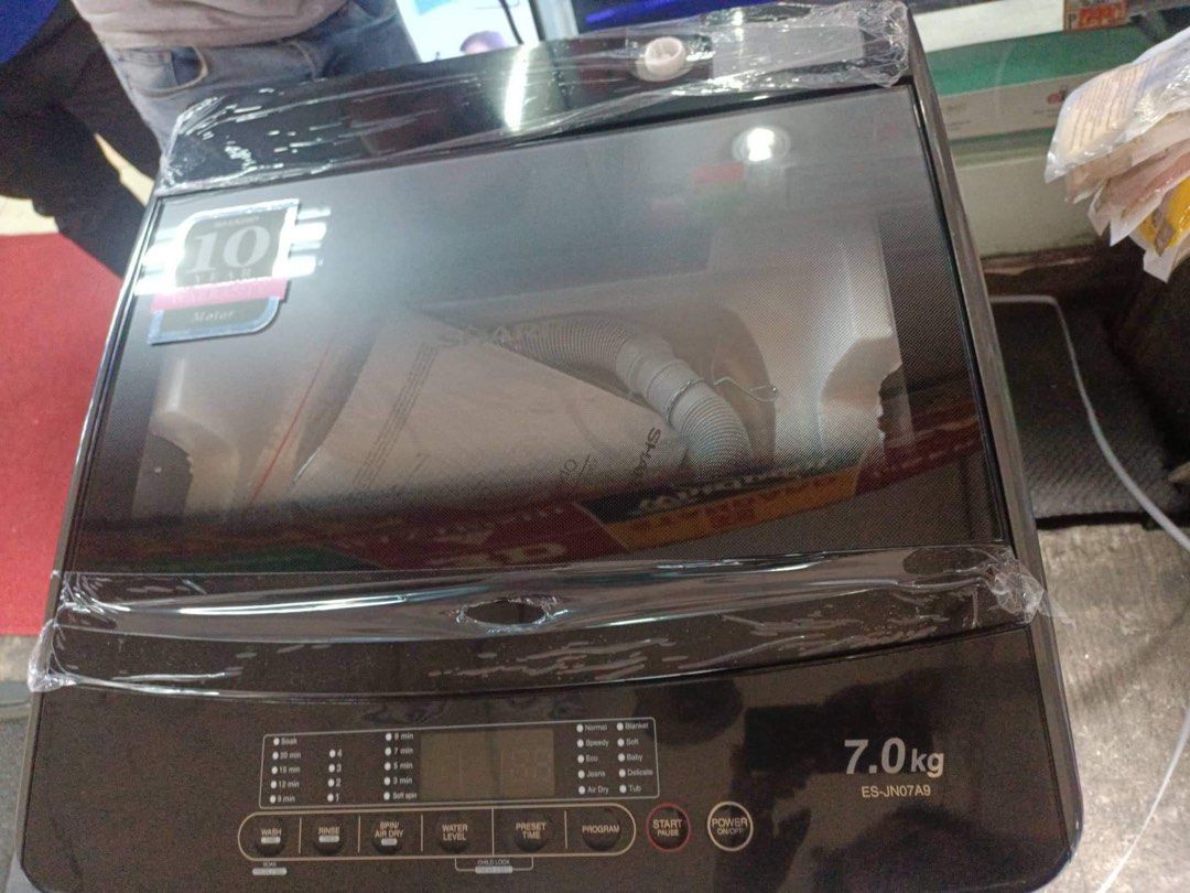 SHARP FULLY AUTOMATIC WASHING MACHINE (Category: Washing Machines and Dryers) located in Dasmarinas. Submitted by arjay0180 (Listing ID 1258799138, Image 2). Description: 📣📣‼️‼️SHARP FULLY AUTOMATIC WASHING MACHINE‼️‼️📣📣🥳🥳🥳 ♻️LOW WATER PRESSURE VALVE,' ♻️TOUGH AND DURABLE RUST PROOF BODY ♻️TEMPERED GLASS LID WITH LID DAMPER 🌱AIR DRY FUNCTION ✅LARGE LED DISPLAY ✅PRESET TIMER 🌱DUAL FILTER(lint and magic filter) ✅MEMORY FUNCTION 🌱TUB CLEAN