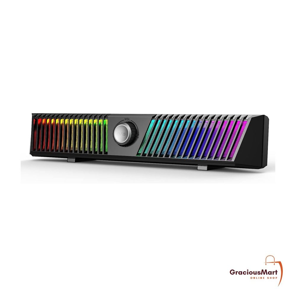 Smalody-computerluidsprekers, mini-desktopluidsprekers voor pc met kleurrijke LED-verlichting, stereo 2.0 USB-aangedreven 10W pc-luidsprekers Draagbare 3,5 mm gaming-luidsprekers