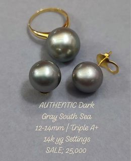 Southsea Pearl Set Gray Color  With 14k Gold