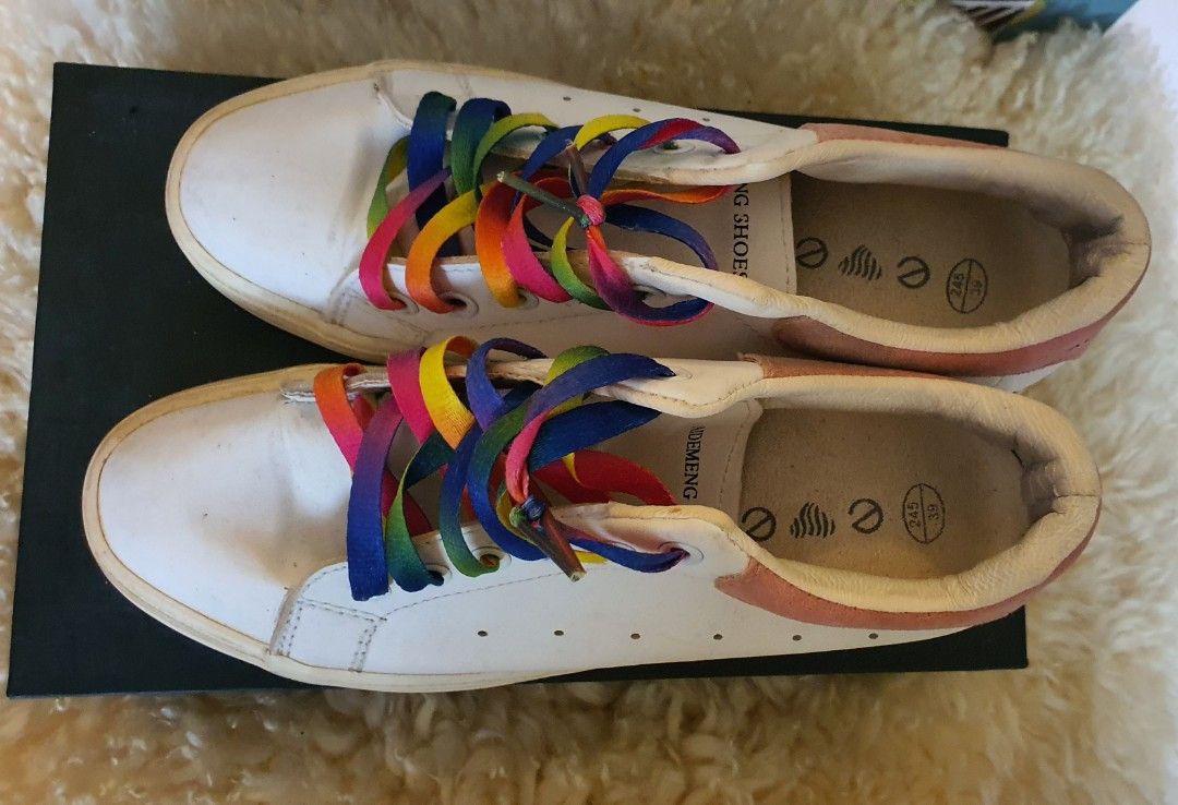 White shoes hotsell with rainbow laces
