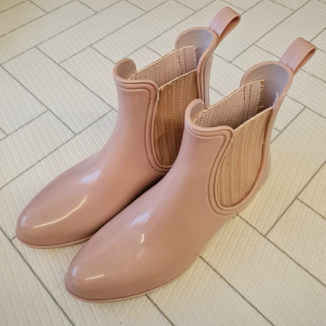 Super Cute Pink Adult Women Ankle Rain Boots Size 39