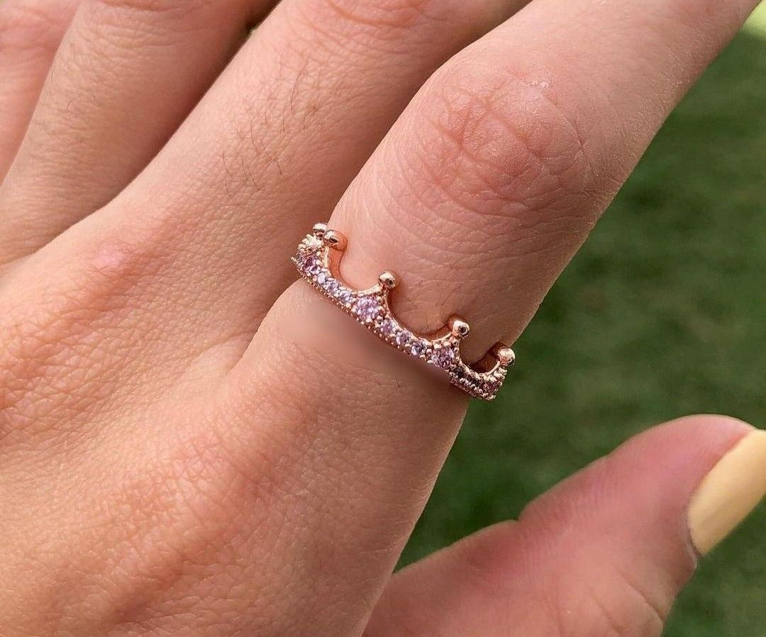 SUPER SALE PANDORA ROSEGOLD PINK CROWN RING Women s Fashion