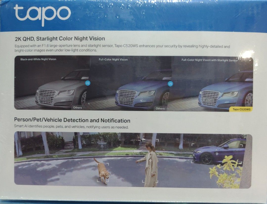 Tapo C520W (Category: Security Systems & CCTV Cameras) located in Rizal. Submitted by Technobyte (Listing ID 1258744771, Image 3). Description: Outdoor Pan/ Tilt Security Wi Fi Camera Starlight Color Night Vision Person/ Pet/ Vehicle Detection Smart Motion Tracking Micro SD Storage up to 512gb.