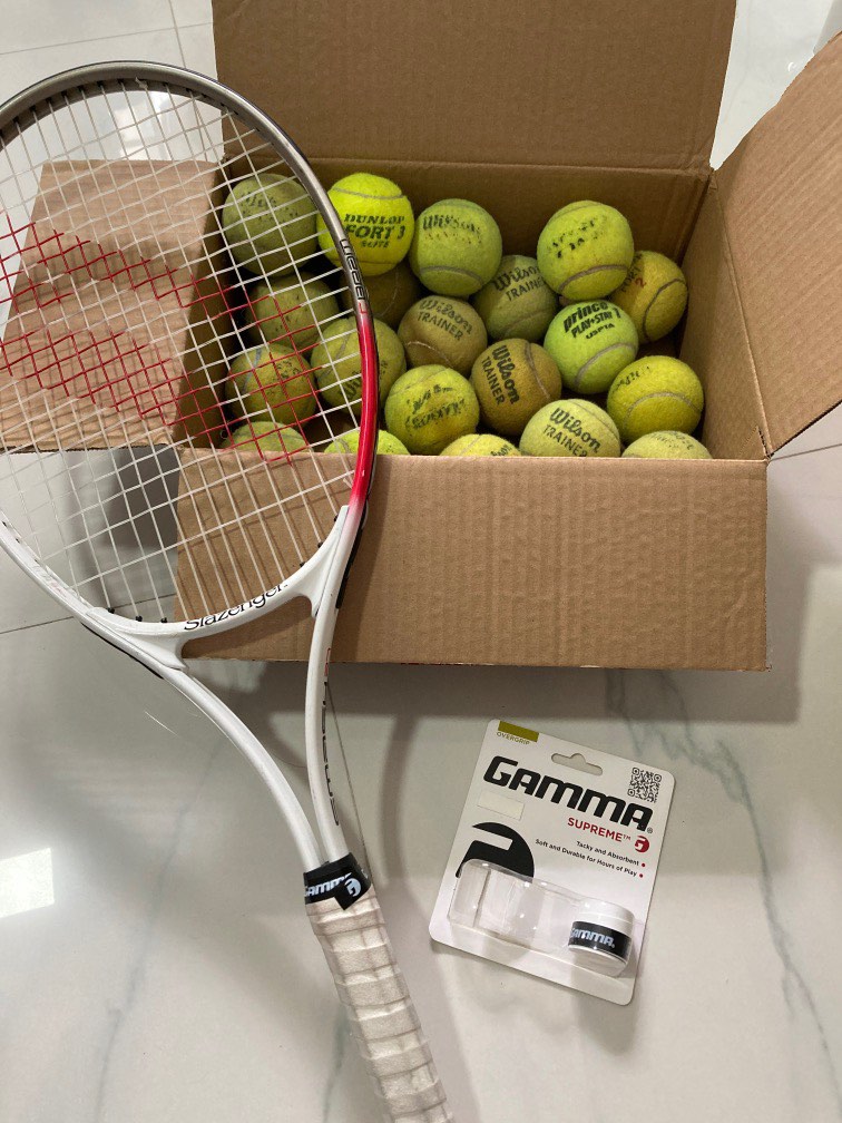 Ball Fix With Racket Tennis balls, Racket and one grip, Sports Equipment, Sports & Games ...