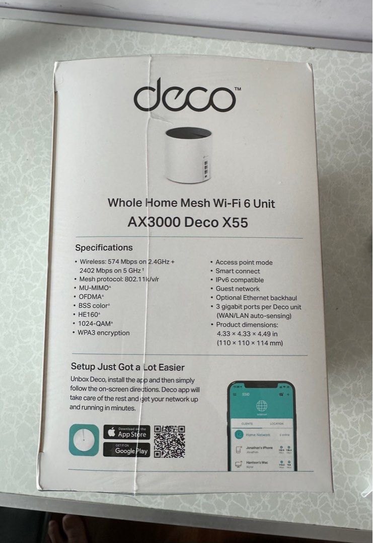 TP-link Mesh Wi-Fi Deco X55 AX3000, 電腦＆科技, 電腦周邊及配件