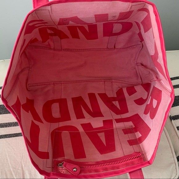 Victoria's Secret Large Shiny Black & Pink Patent Vinyl Tote Bag