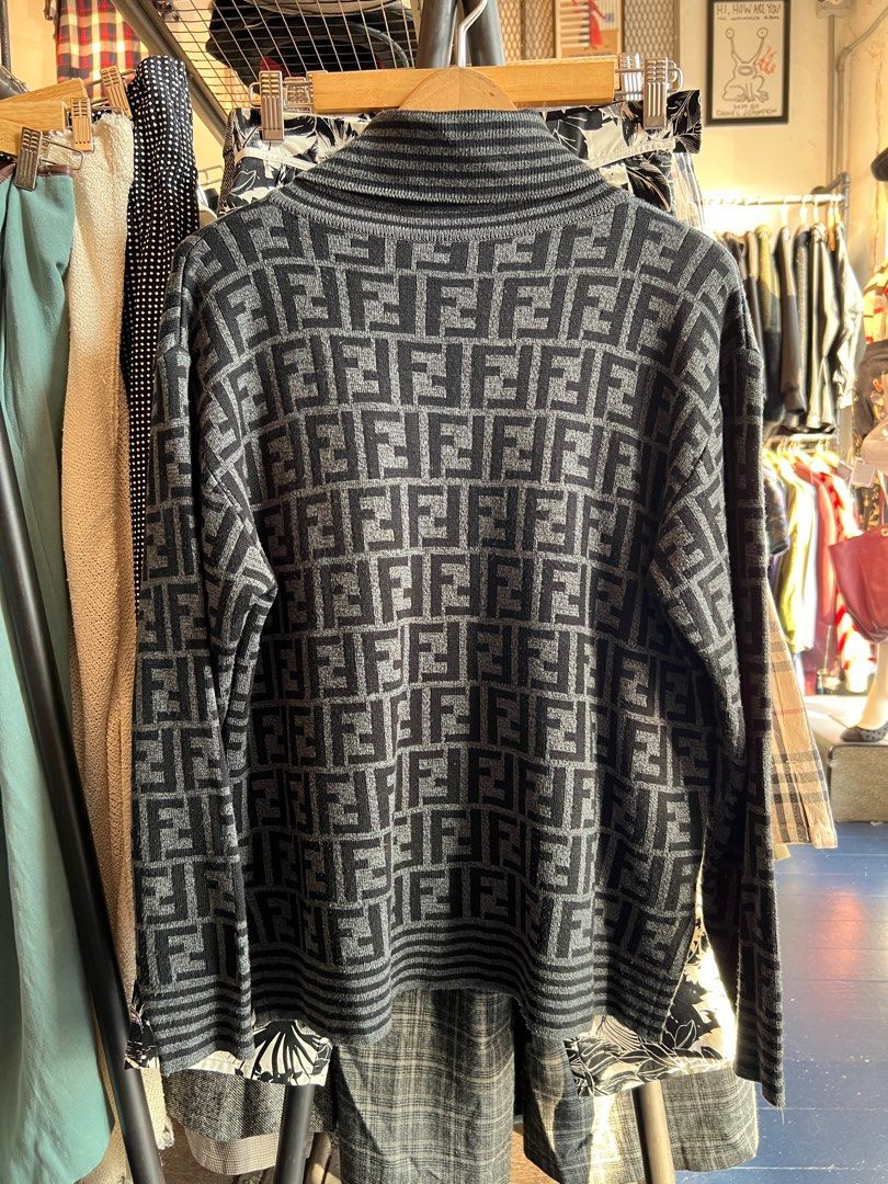 Vintage 90s Fendi Monogram Turtleneck Sweatshirt