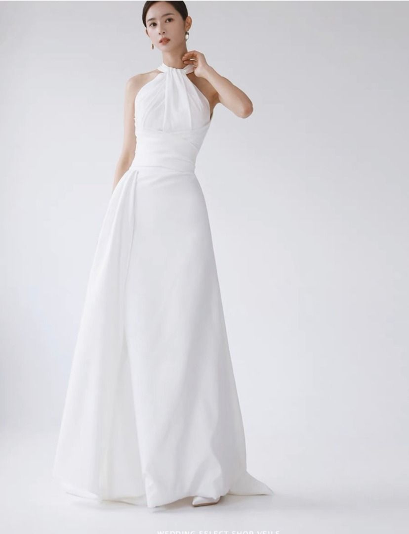 White formal shop gown