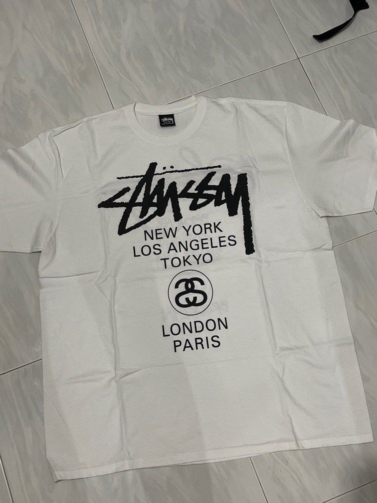 stussy world tour tee white