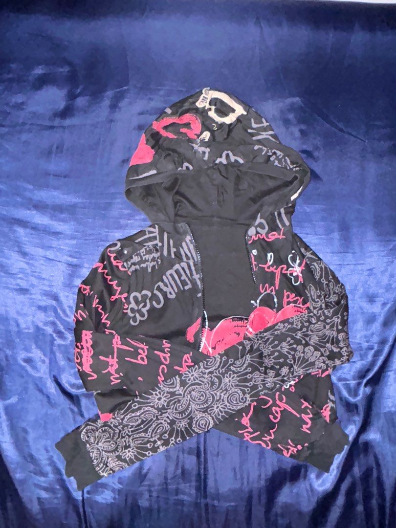 y2k PINK hoodie super cute black PINK brand zip up - Depop