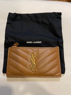 Authentic YSL Yves Saint Laurent Red Leather Card Case Holder Wallet - MSRP  $275