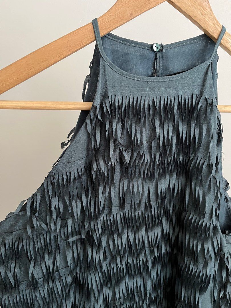 Zara fringe top halter dress