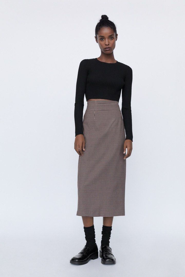 Gingham check hot sale skirt zara