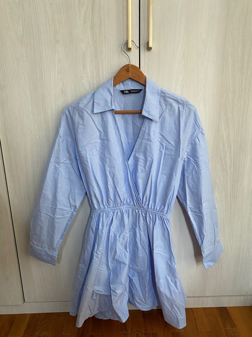 Zara Linen Shirt Wrap Dress, Women's Fashion, Dresses & Sets, Dresses