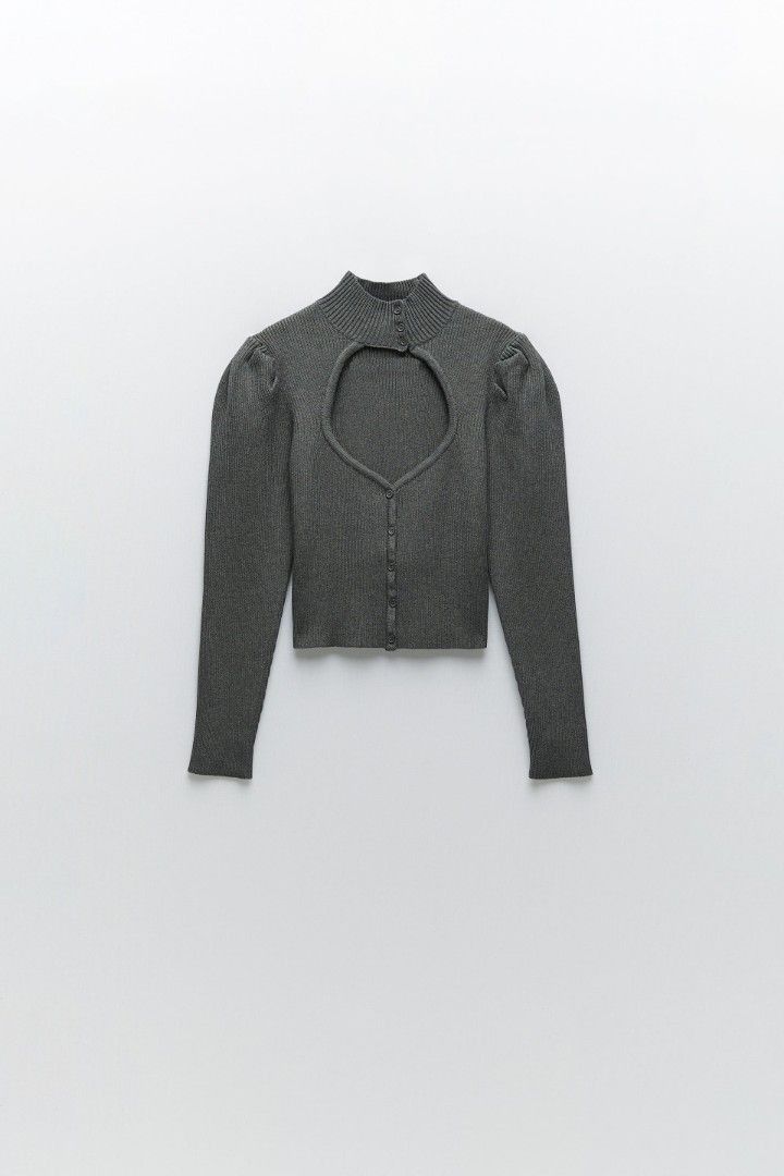 Cut Out Zara Turtleneck Sweater [ZARA] Puff Sleeve Knit Sweater
