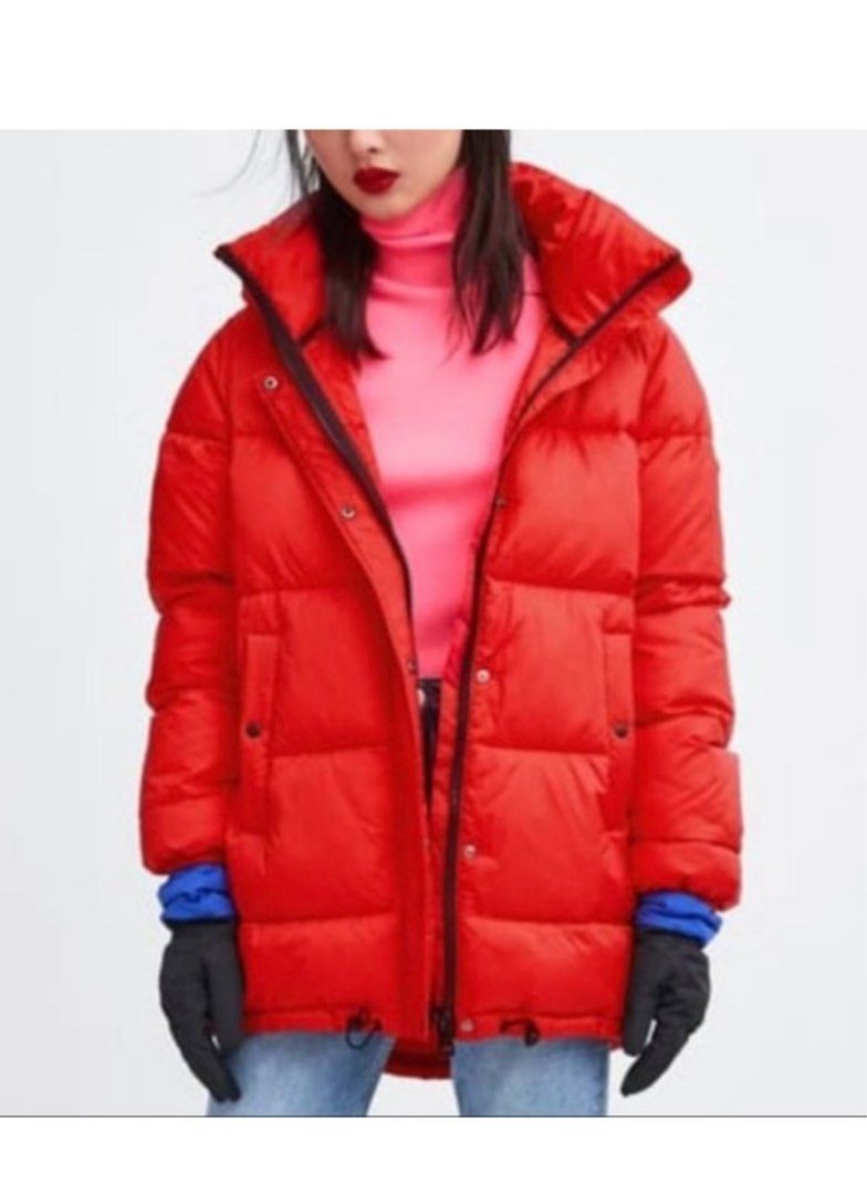 Zara red puffer coat 2025