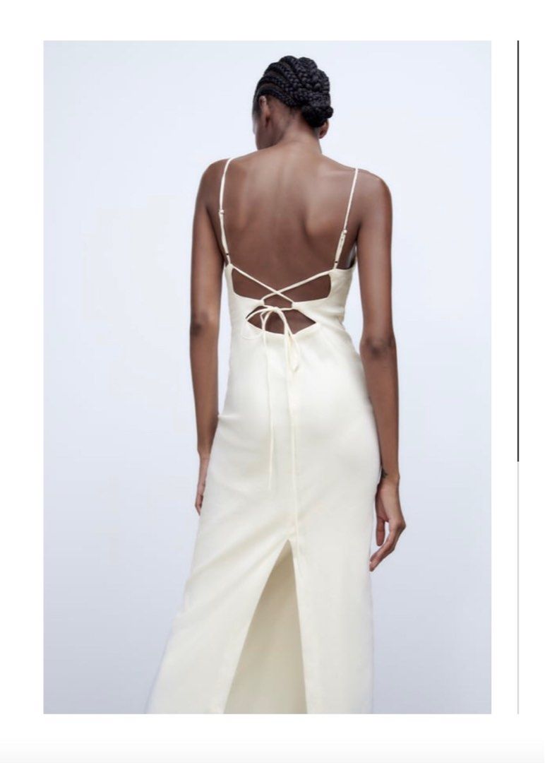 Zara white cutout linen blend dress, Women's Fashion, Dresses & Sets,  Dresses on Carousell