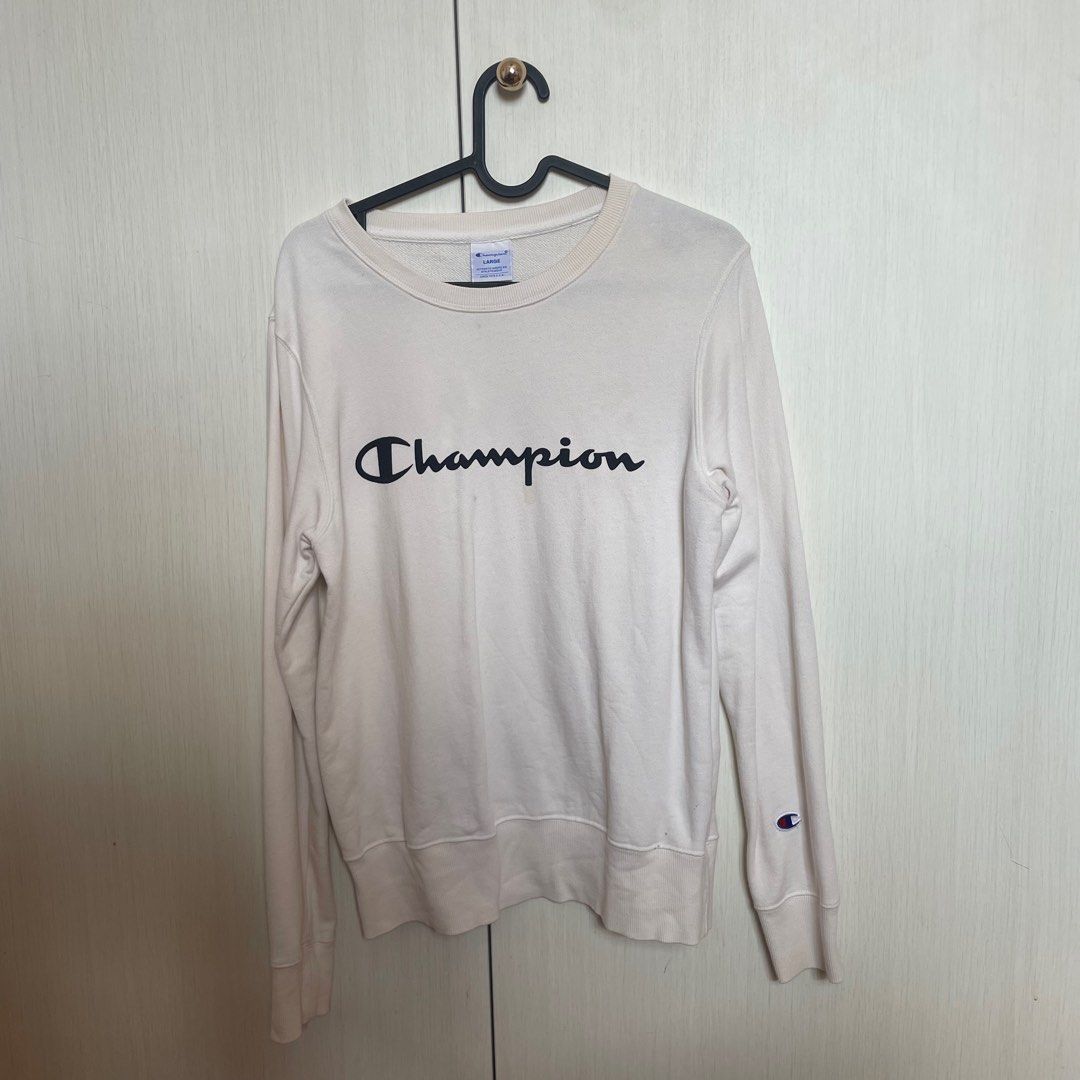 Champion cream crew neck new arrivals sweatshirt