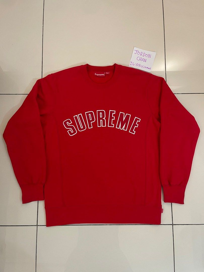 fw15 supreme arc logo crewneck sweatshirt, red