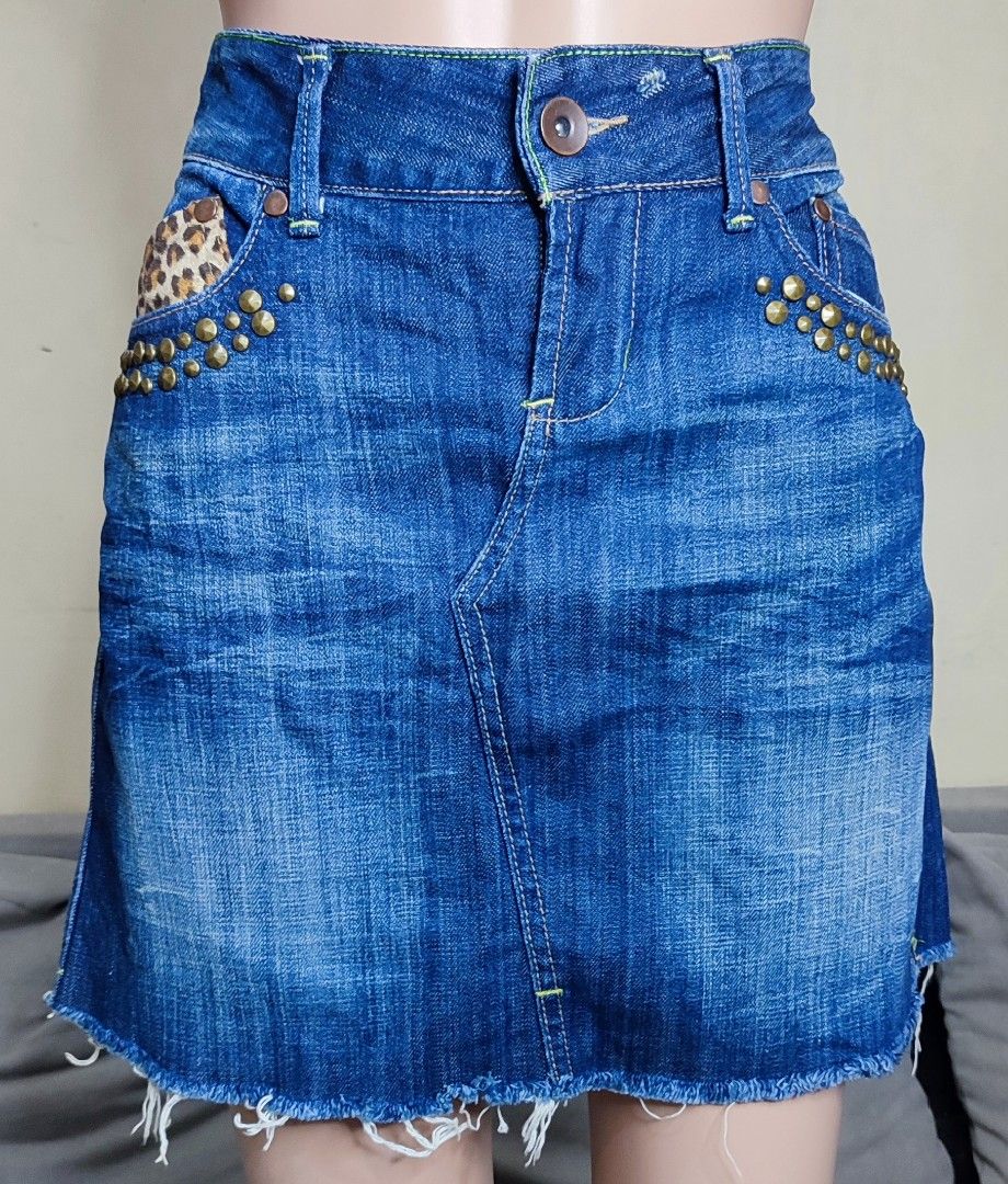 Cheetah mini skirt online denim