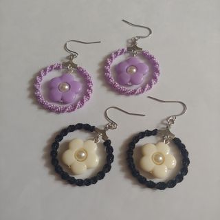 花花扭紋圈圈不銹鋼耳環 daisy earrings