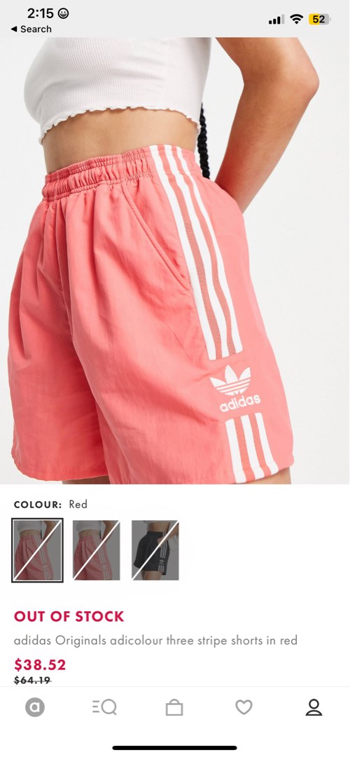 Adidas originals adicolor three cheap stripe shorts in red