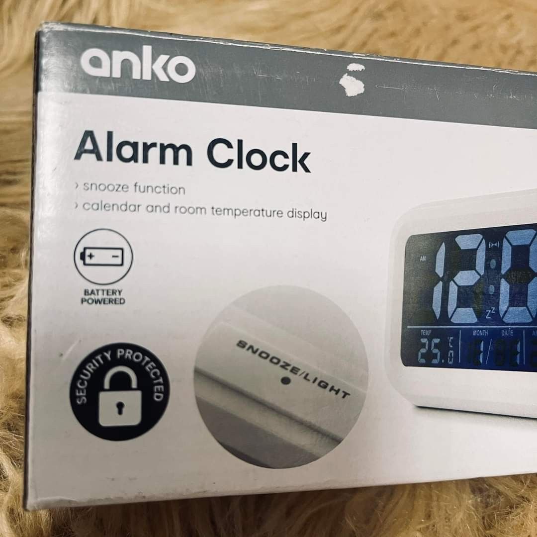 Anko Alarm Clock Snooze function, Furniture & Home Living, Home Decor