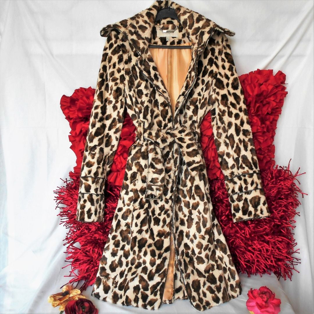 Authentic Karen Millen England Faux Fur Leopard Cat print Business