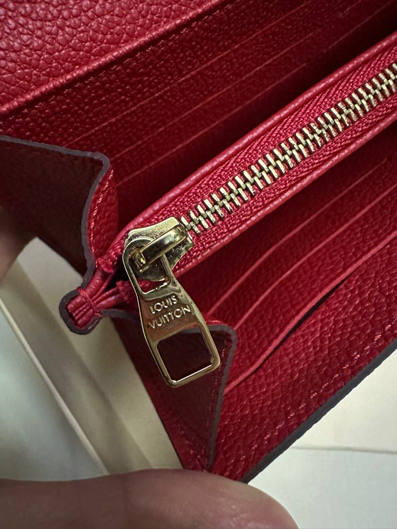 Authentic LV Cerise Monogram Empreinte Sarah Wallet, Luxury, Bags
