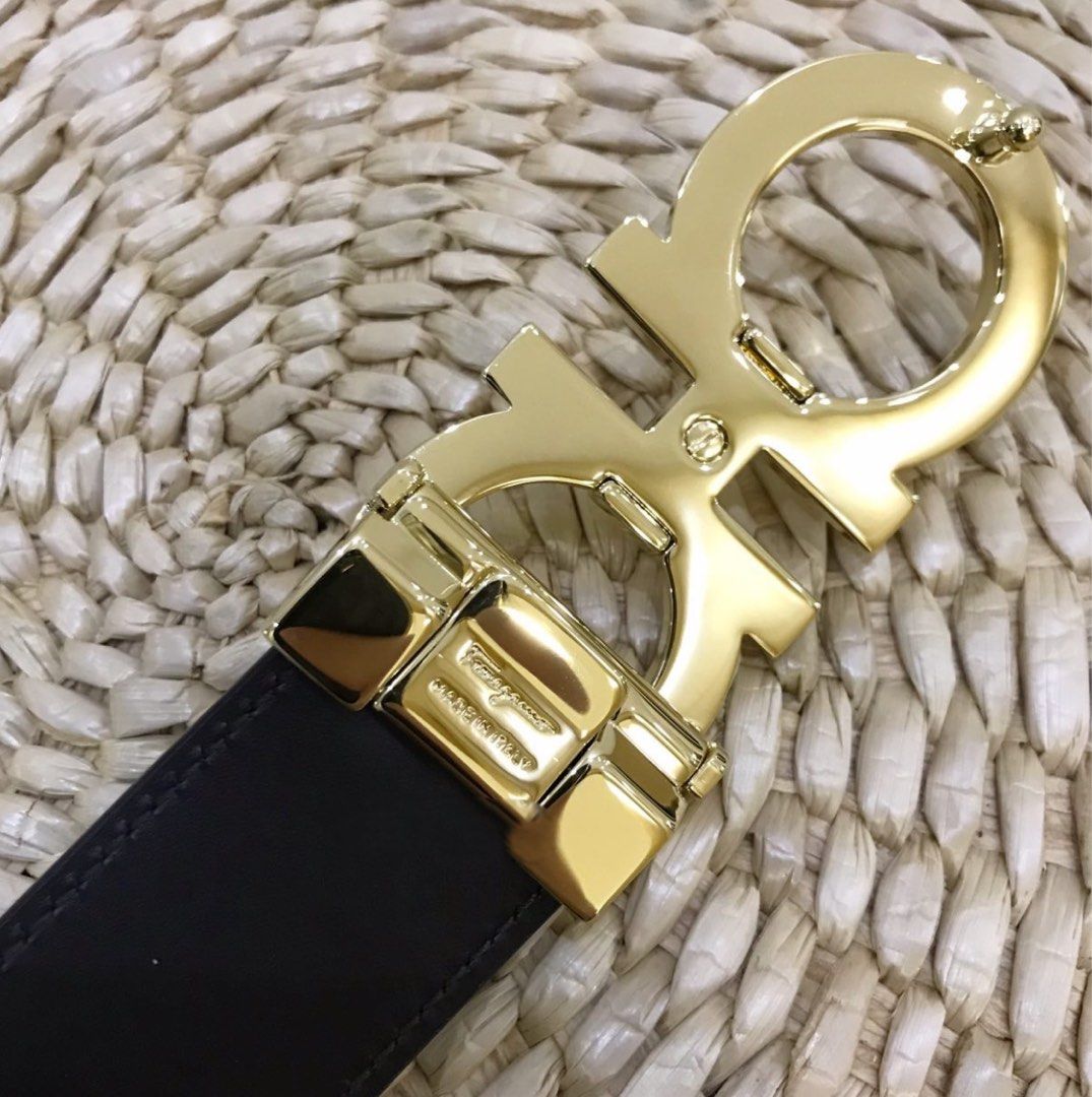 Gold buckle ferragamo belt sales
