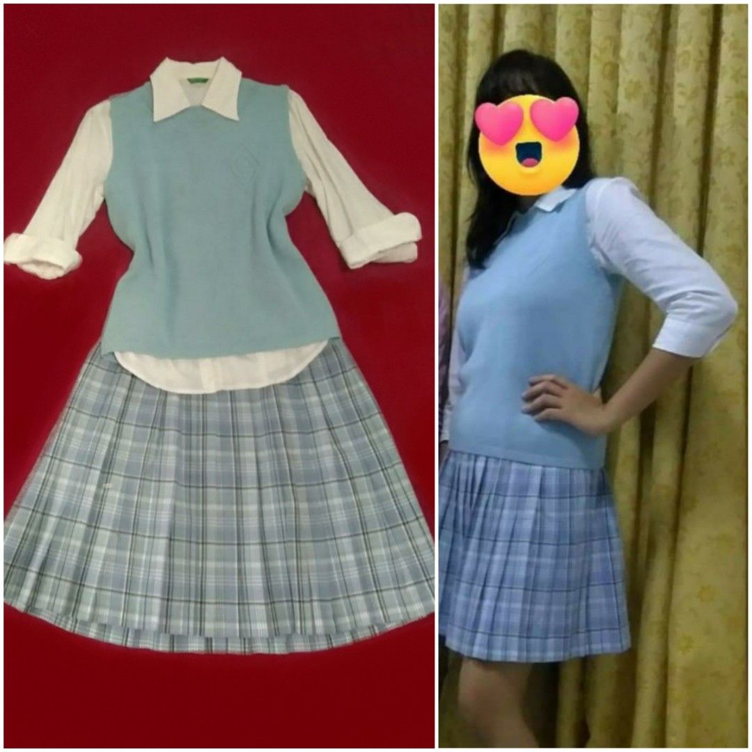 Light blue pleated skirt knee length best sale