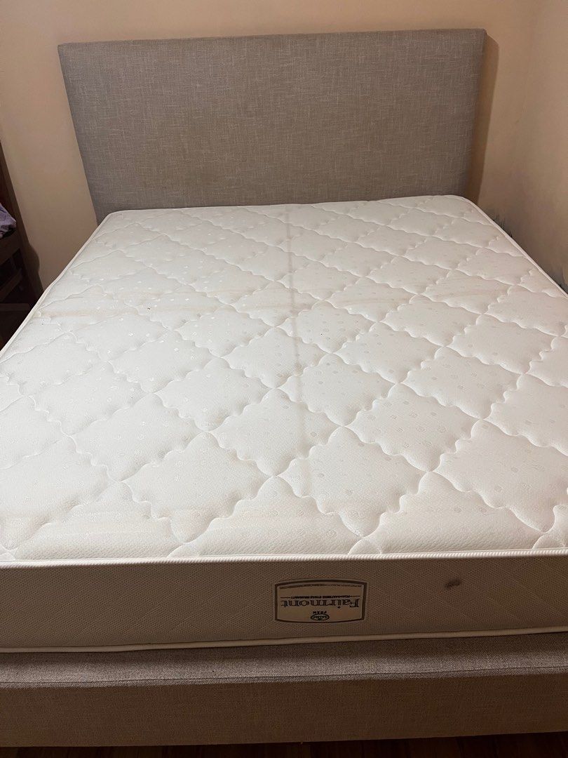 Bed frame and 10 inch thick fairmont salem mattress, Furniture & Home