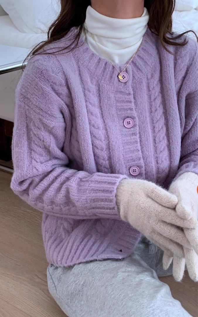 Purple cardigan best sale sweater womens