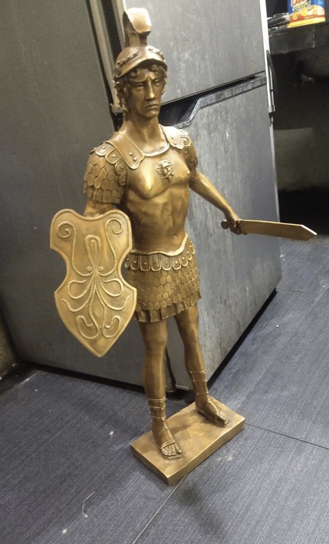 Brass roman warrior soldier statue display (Category: Figurines & Statues) located in Manila. Submitted by kurukutuk (Listing ID 1259073970, Image 2). Description: brass roman warrior soldier statue display 31 x 15 inches HxL made of brass..