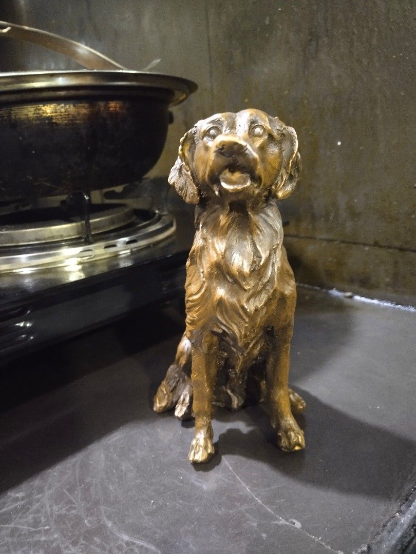 Brass sitting dog statue display (Category: Vintage Collectibles) located in Manila. Submitted by kurukutuk (Listing ID 1259074211, Image 3). Description: brass sitting dog statue display 8 x 6 inches HxL made of brass.