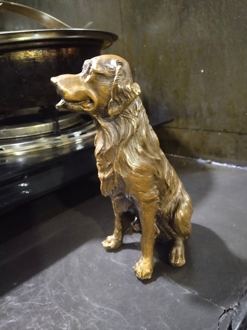 Brass sitting dog statue display (Category: Vintage Collectibles) located in Manila. Submitted by kurukutuk (Listing ID 1259074211, Image 1). Description: brass sitting dog statue display 8 x 6 inches HxL made of brass.