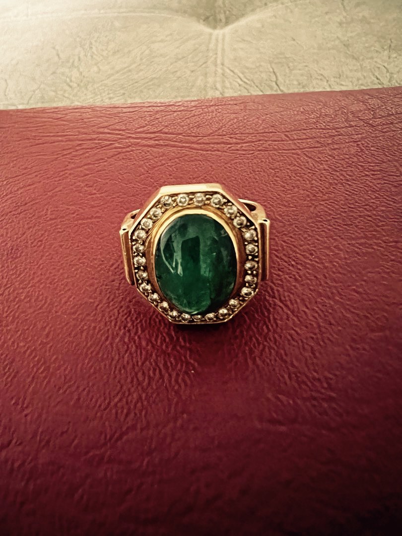 Mens emerald deals pinky ring