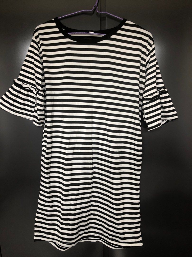 Casual Striped Short Dress/ Long Shirt, Women's Fashion, Dresses & Sets,  Dresses on Carousell
