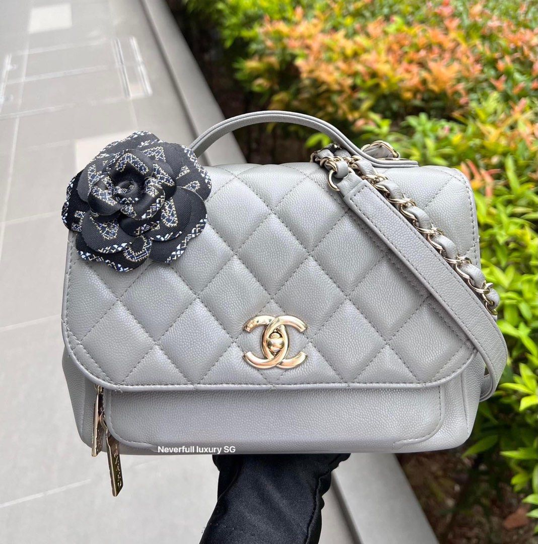 Chanel Business Affinity Medium Grey Caviar in GHW Bag