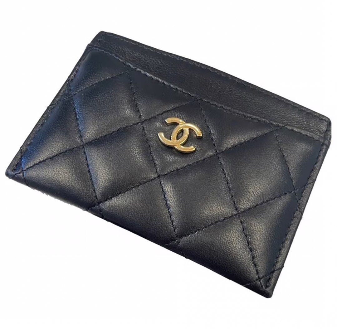 Chanel Card Holder, Lambskin, Gold-black