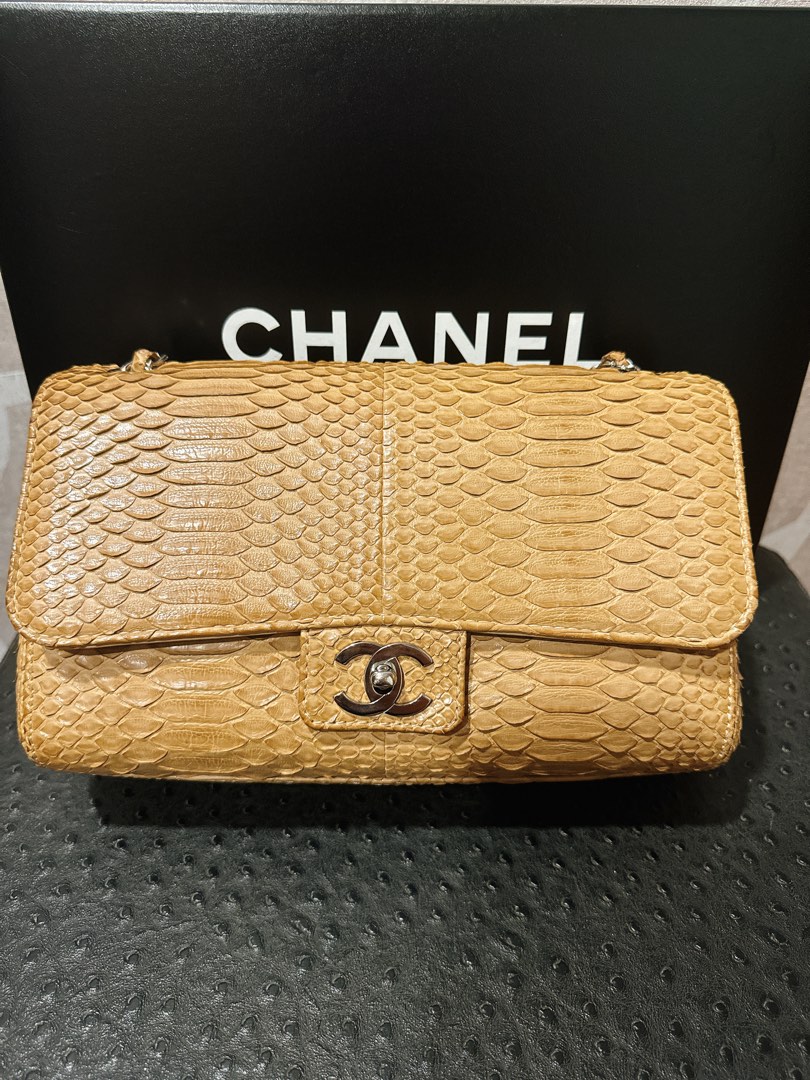 Chanel exotic python flap bag, Luxury, Bags & Wallets on Carousell