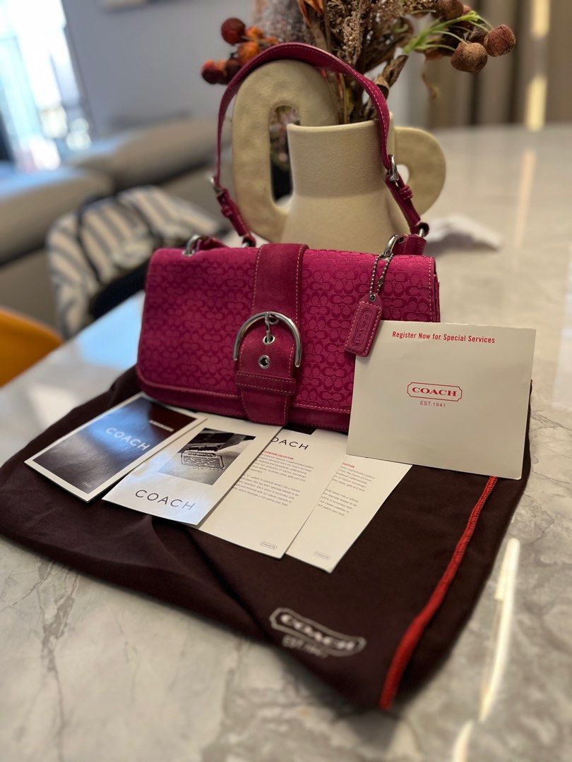 Hot pink coach crossbody purse top